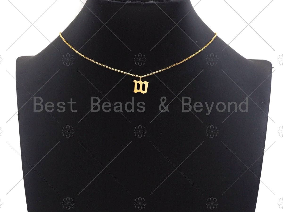 Gold Initial Charm, Gold Alphabet Pendant Bead, Old English Font Style Alphabet Letter Charm, Initials for Bracelet/Necklace,15mm,sku#Y302