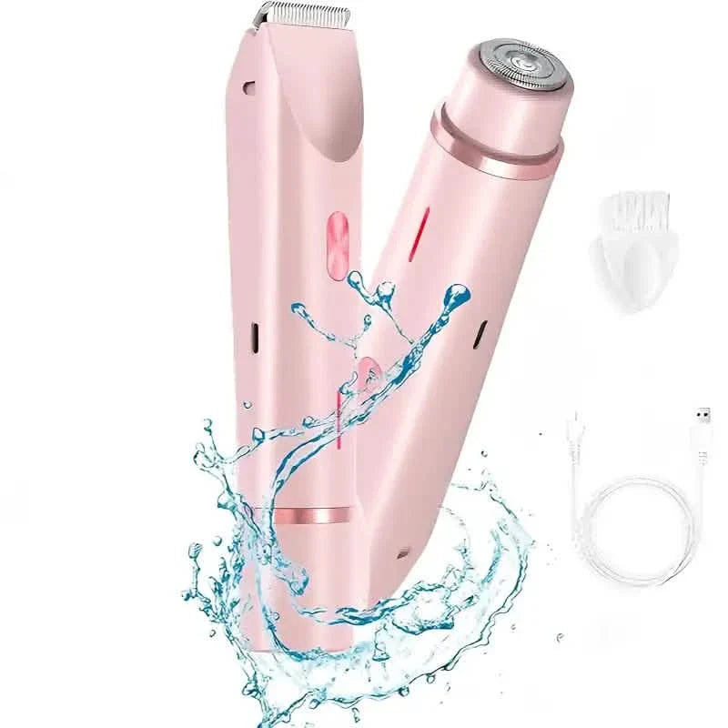 Rasoir électrique USB rechargeable 2-en-1 bikini et visage pour femmes, utilisation humide/sèche