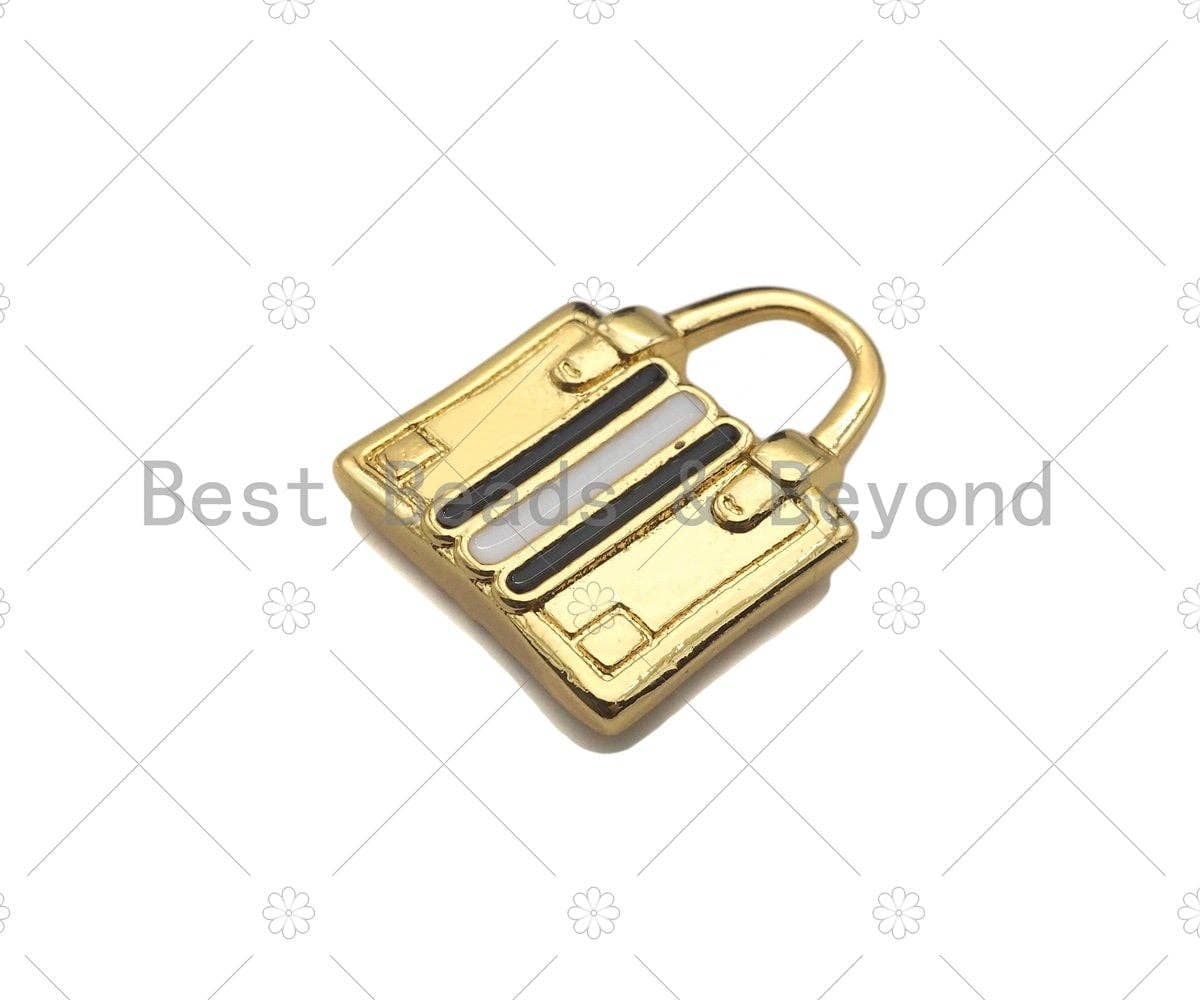 Colorful Enamel Lady Bag Shape Pendant/Charm,18K Dainty Gold Charm, Necklace Bracelet Charm Pendant,16x20mm, Sku#LK276