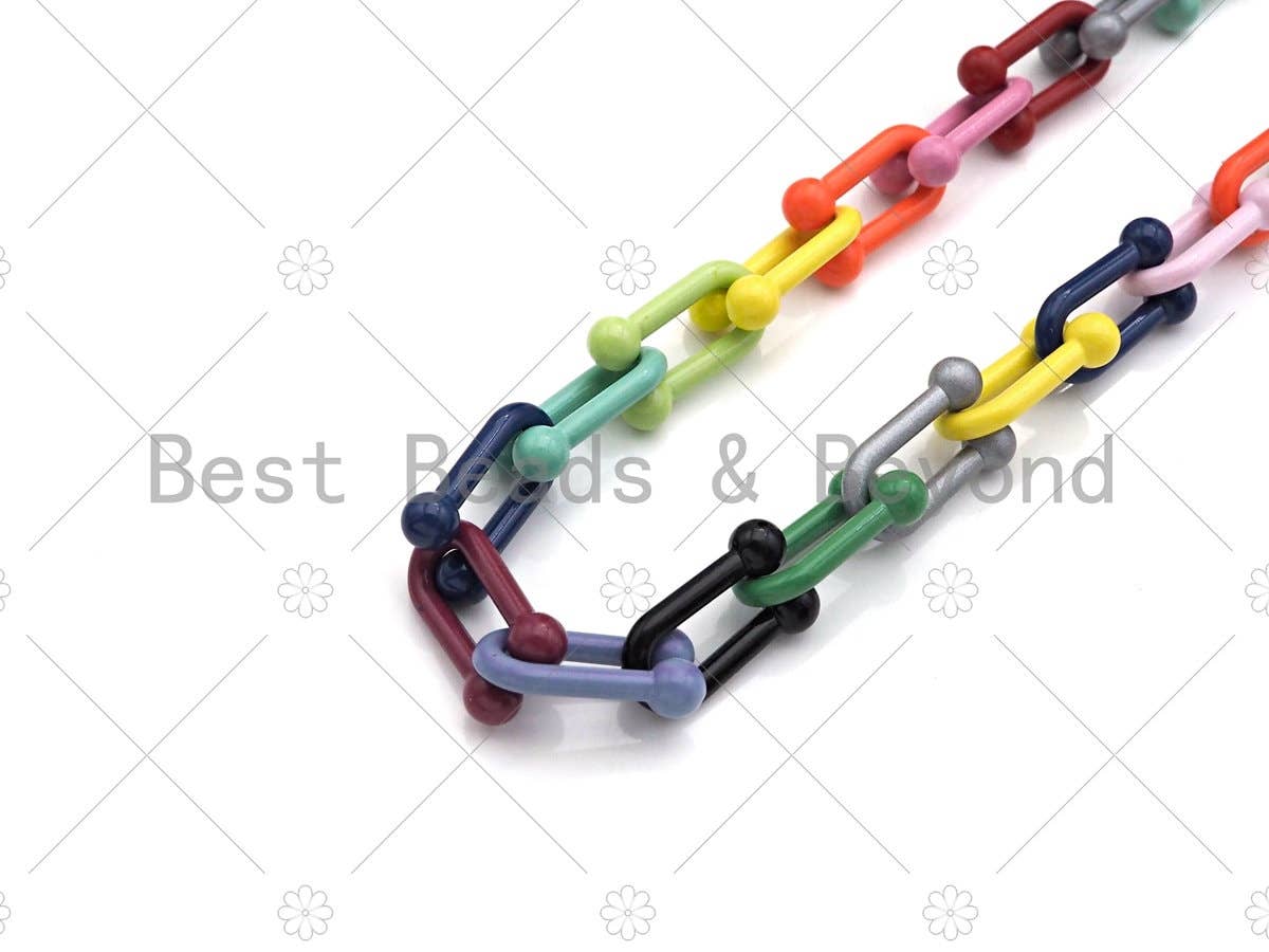 6x12/10x15mm Rainbow Enamel Pop Chain, Colored U Link Chain, Colorful Chain Link Necklace, Enamel Chain, U Shape Enamel Chain, sku#M386