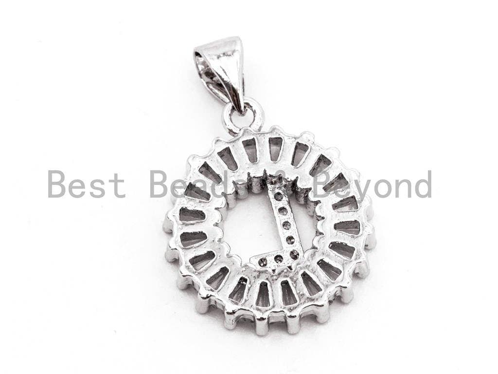 CZ Micro Pave Initial Letter L/ Letter M Charm/Pendent Beads