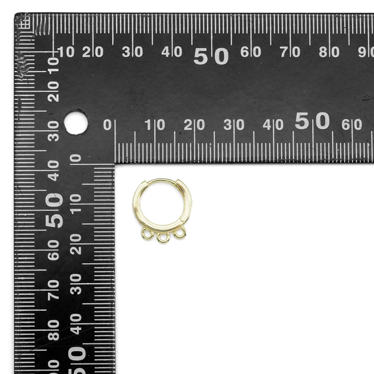 Gold Round Hoop with three loops Earrings, Sku#LX410