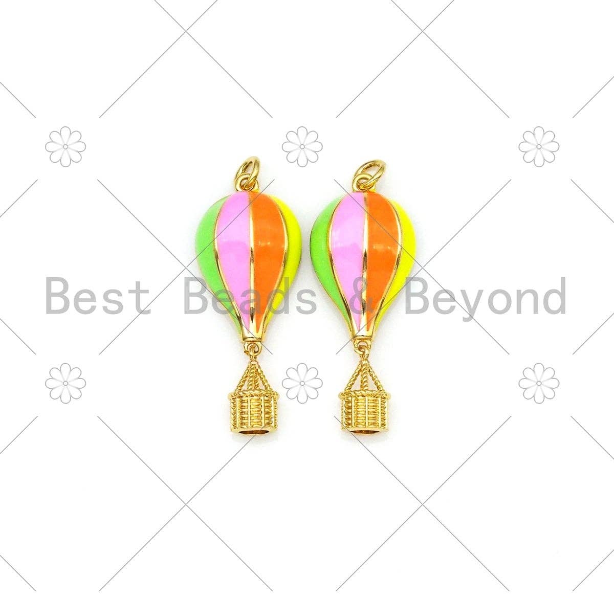 Colorful Enamel Hot Air Balloon Shape Pendant,18K Gold Filled Enamel Charm,Enamel Jewelry,14x34mm,Sku#L621