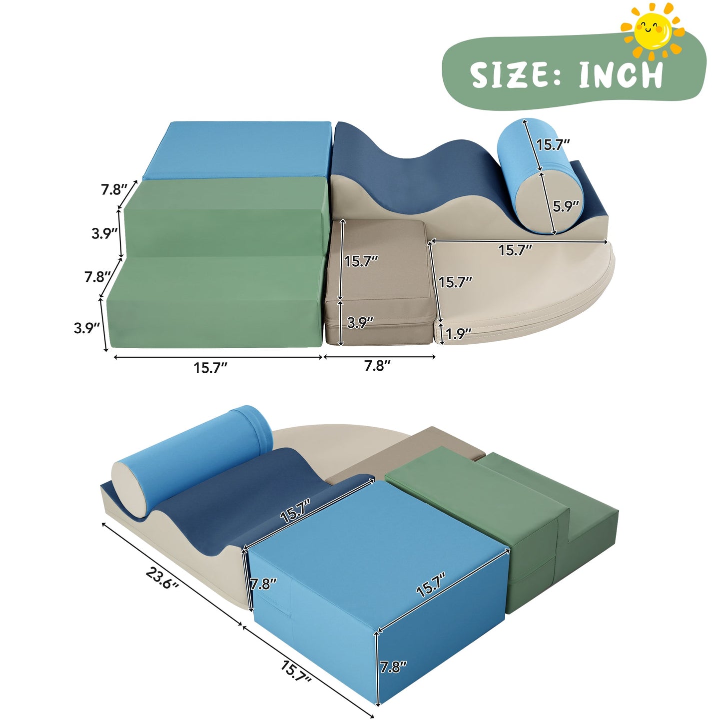 Soft Climb and Crawl Foam Playset 6 in 1