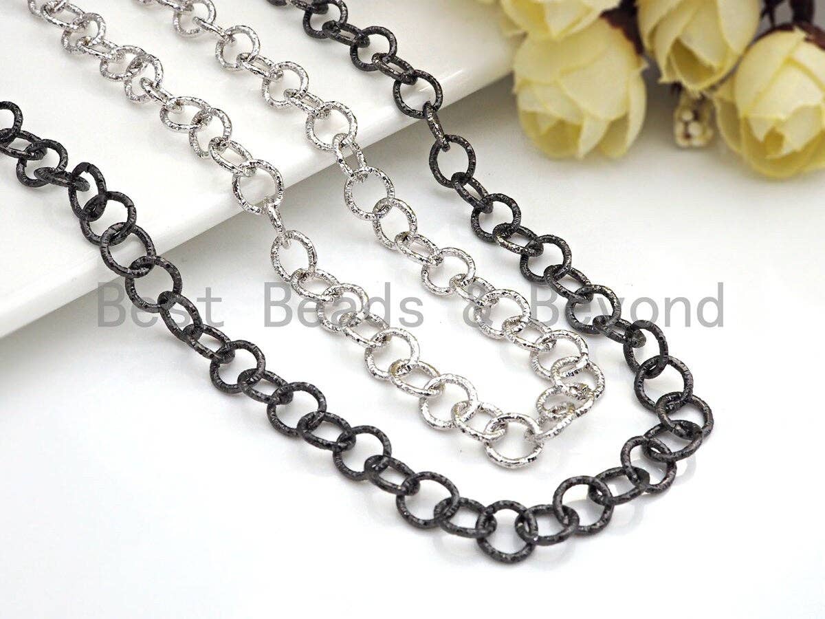 8mm Cross Link Chain by Yard, Rolo Chain, Gold/ Gunmetal / Silver/ Rose Gold Brass Chain, sku#E509