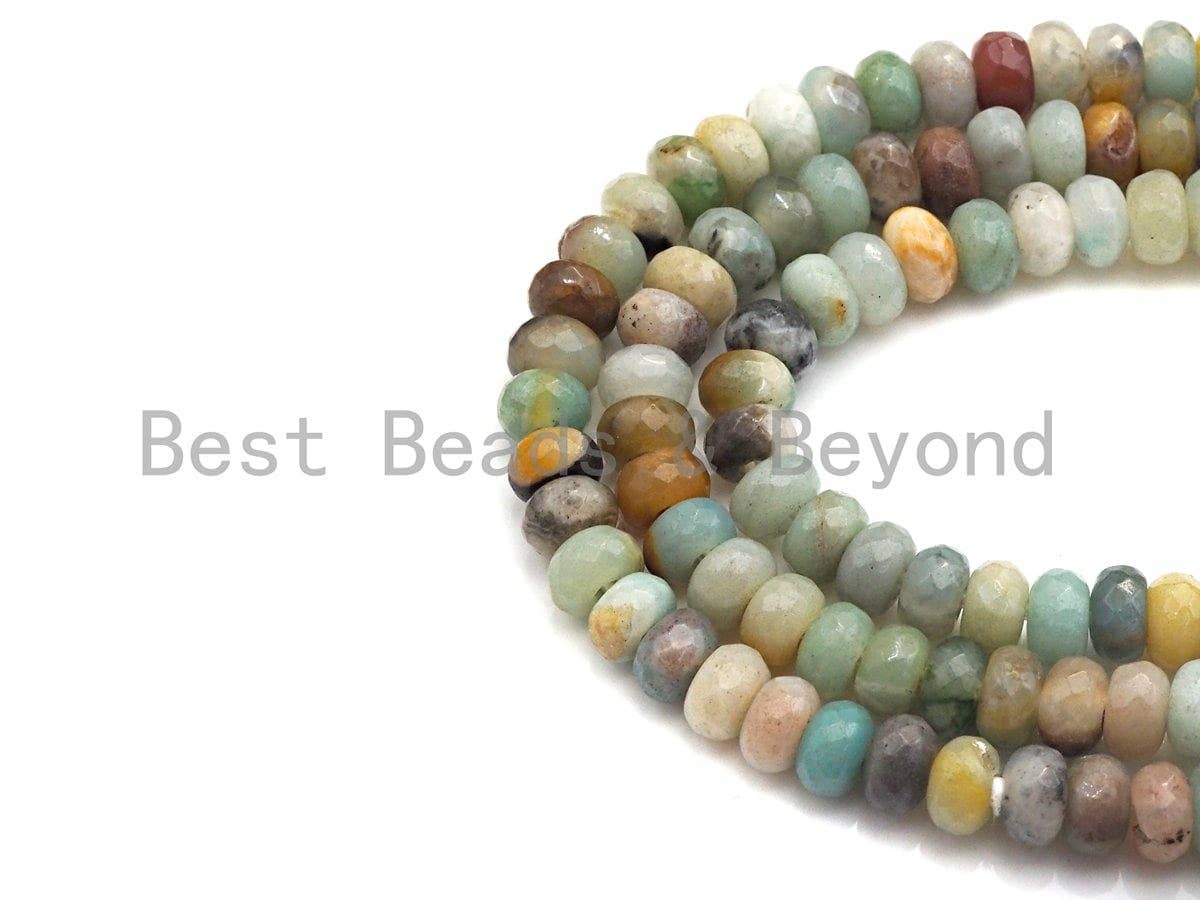 2mm Large Hole Natural Amazonite Beads, Rondelle Faceted 6x10mm, SKU#U709