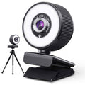 Webcam HD 2K avec anneau lumineux réglable à 18 LED intégré et microphone
