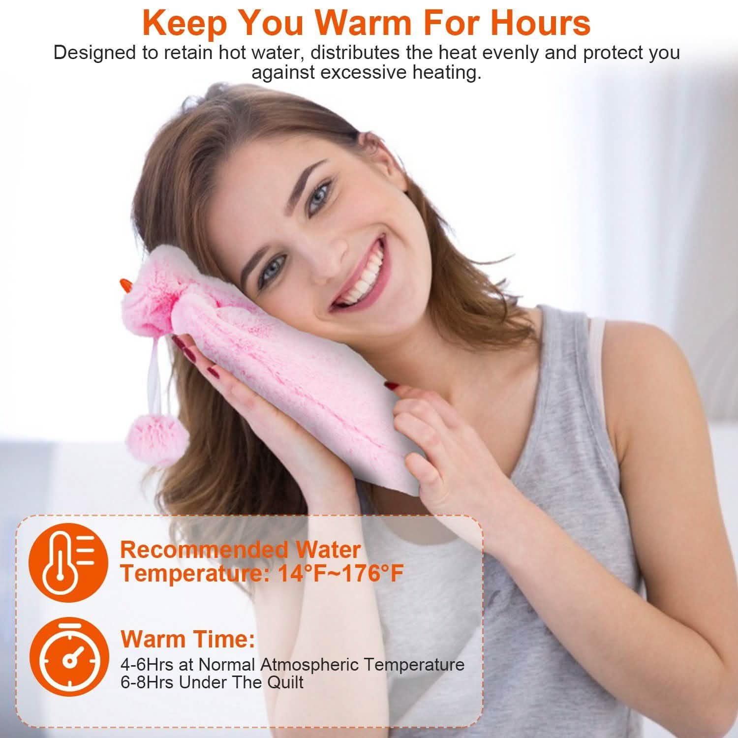 2L Hot Water Bottle with Plush Cover