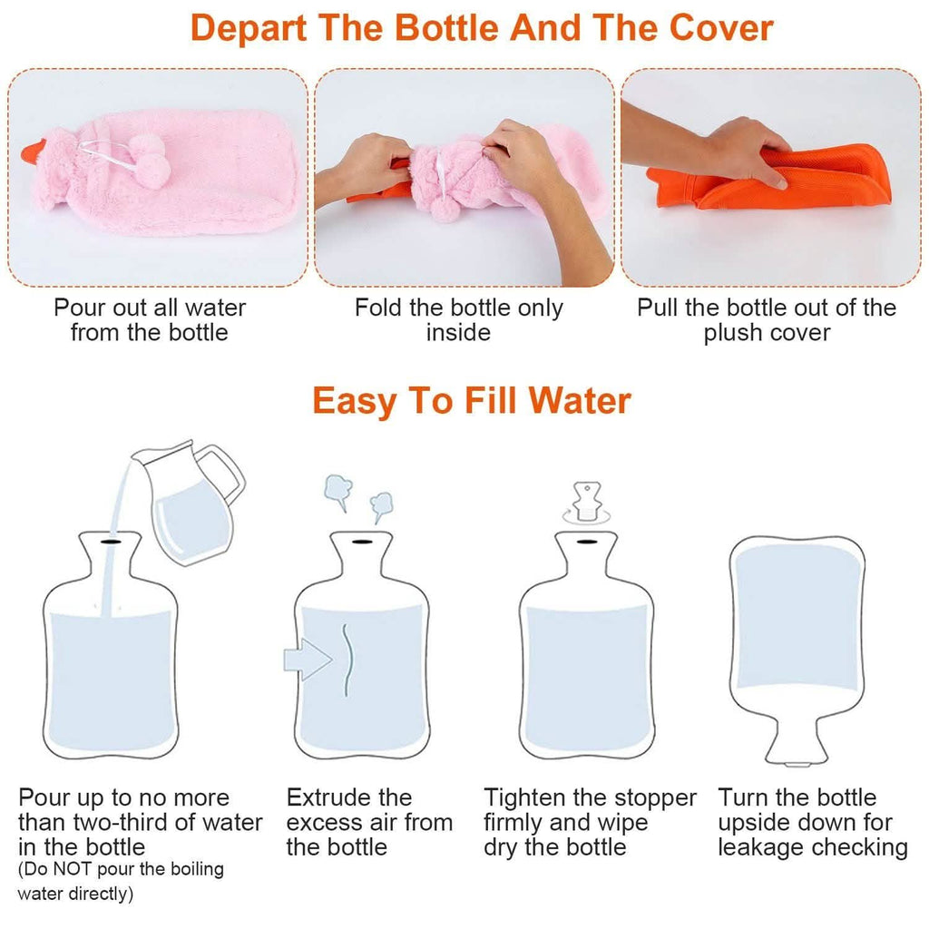 2L Hot Water Bottle with Plush Cover