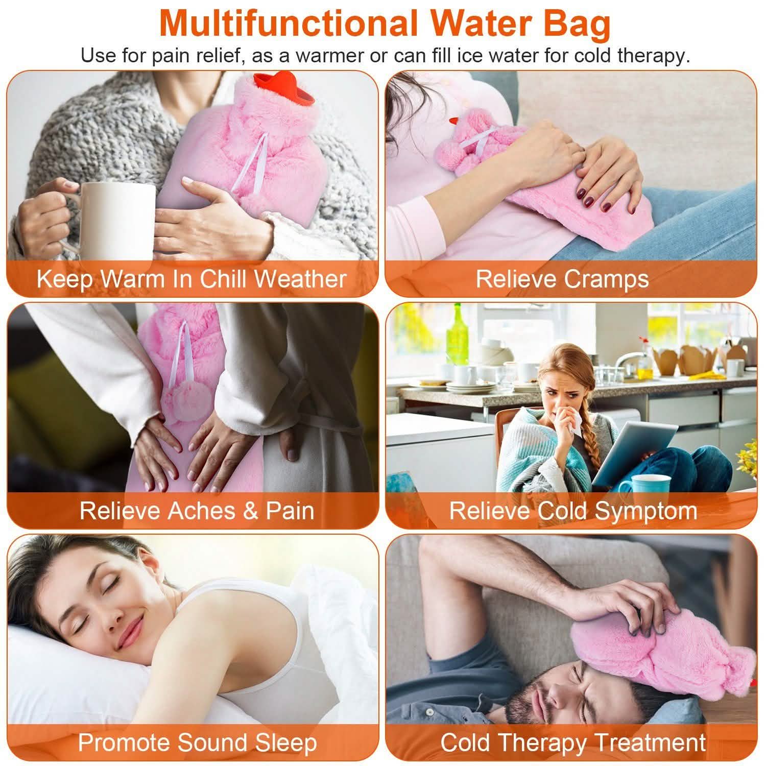 2L Hot Water Bottle with Plush Cover