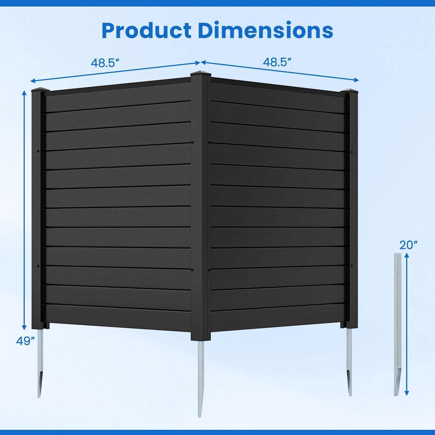 Freestanding 48 x 48 Inch Air Conditioner Fence with Metal Ground Stakes