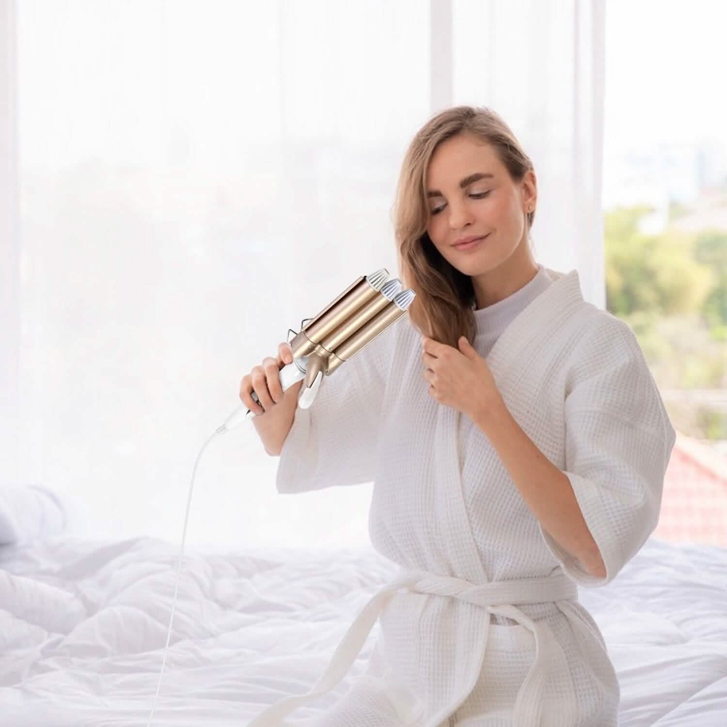 3-Barrel Curling Iron Wand Electric Hair Curler 1" Triple Hair Waver