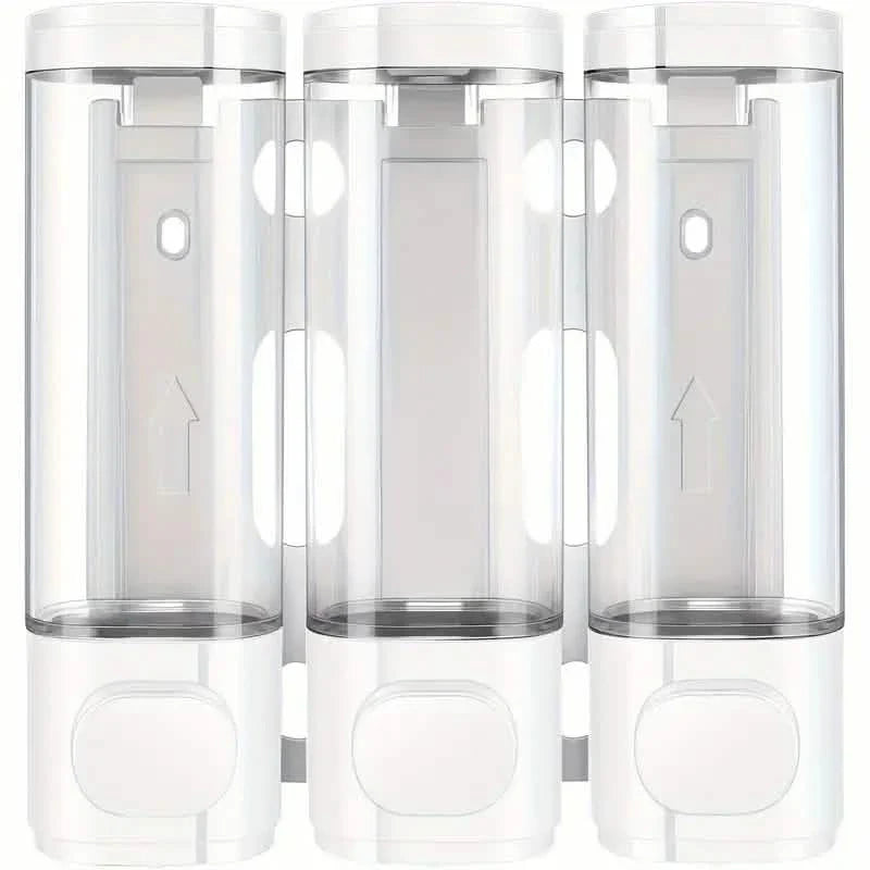 3-Chamber Shower Dispenser - Wall Mounted, No Leakage, No Drill