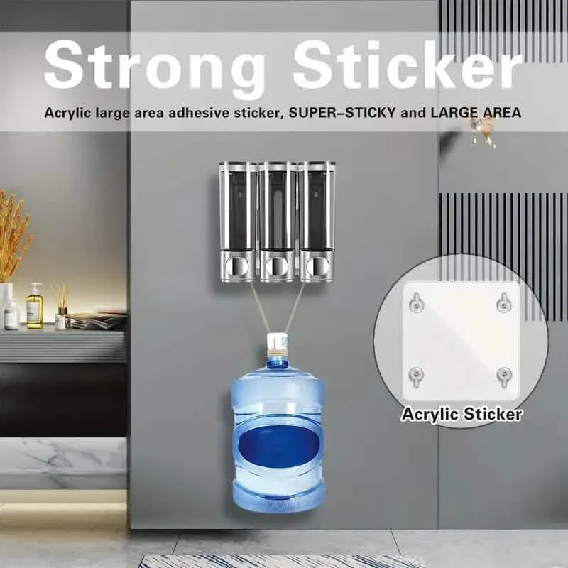 3-Chamber Shower Dispenser - Wall Mounted, No Leakage, No Drill