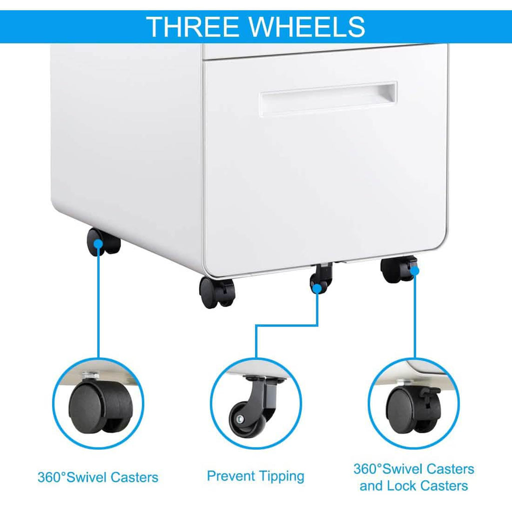 3 Drawer Rolling File Cabinet