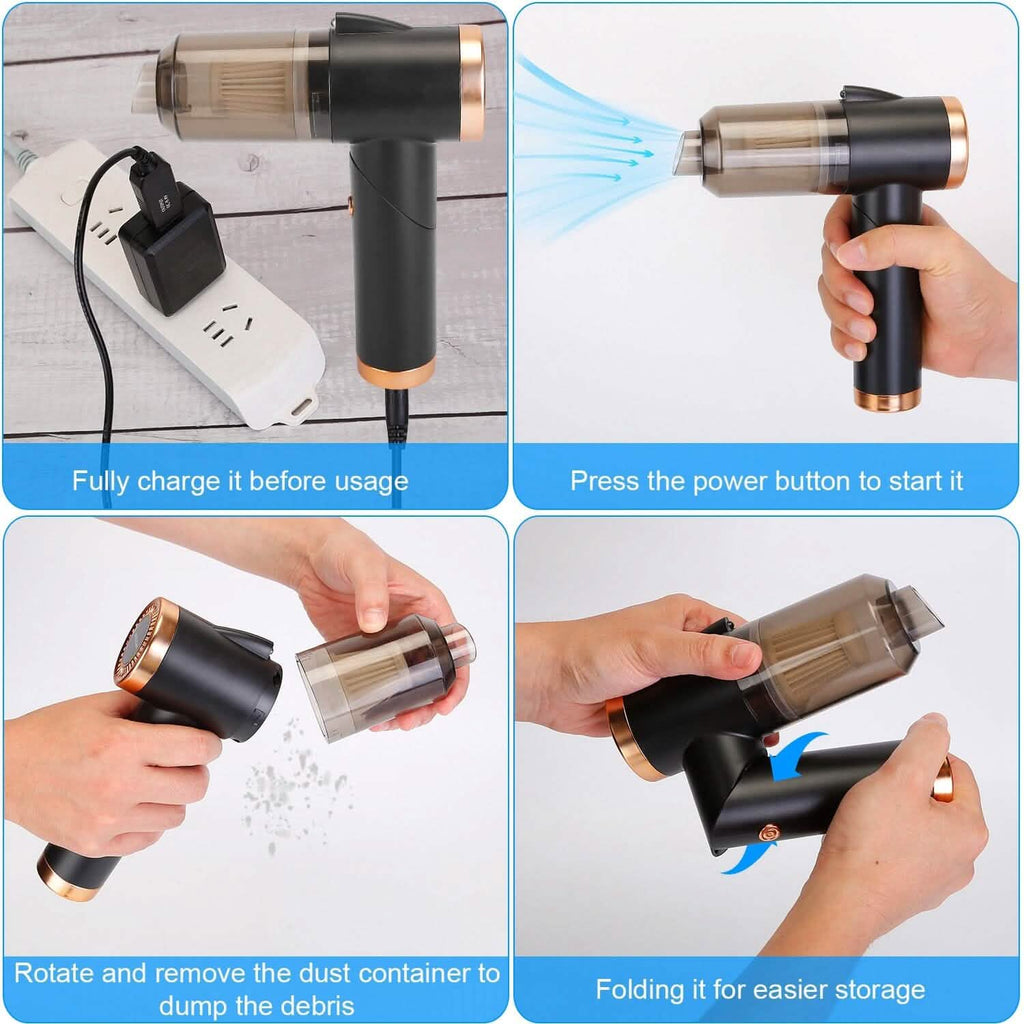 Aspirateur portatif rechargeable 3-en-1 120W avec buse-brosse