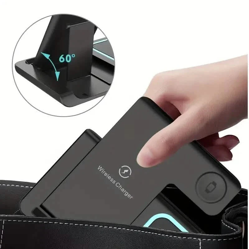 Station de recharge rapide sans fil pliable 3-en-1