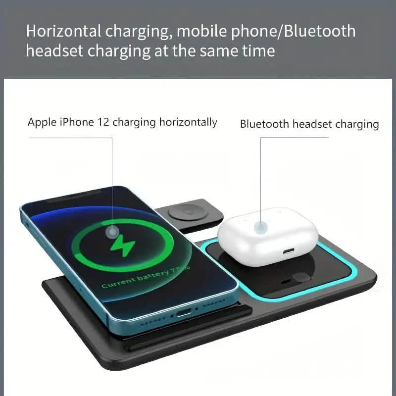 Station de recharge rapide sans fil pliable 3-en-1