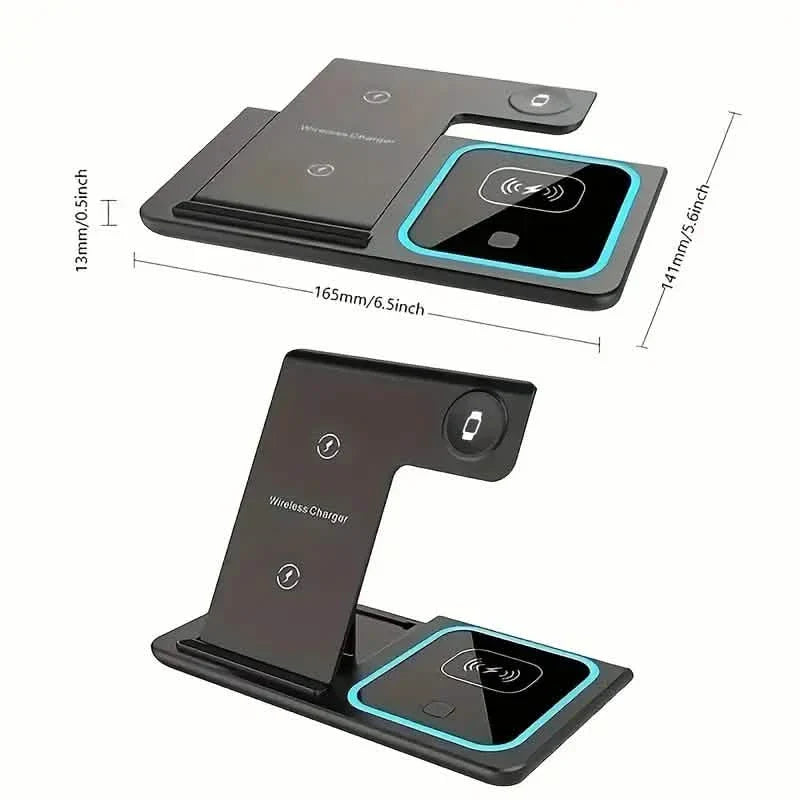 Station de recharge rapide sans fil pliable 3-en-1