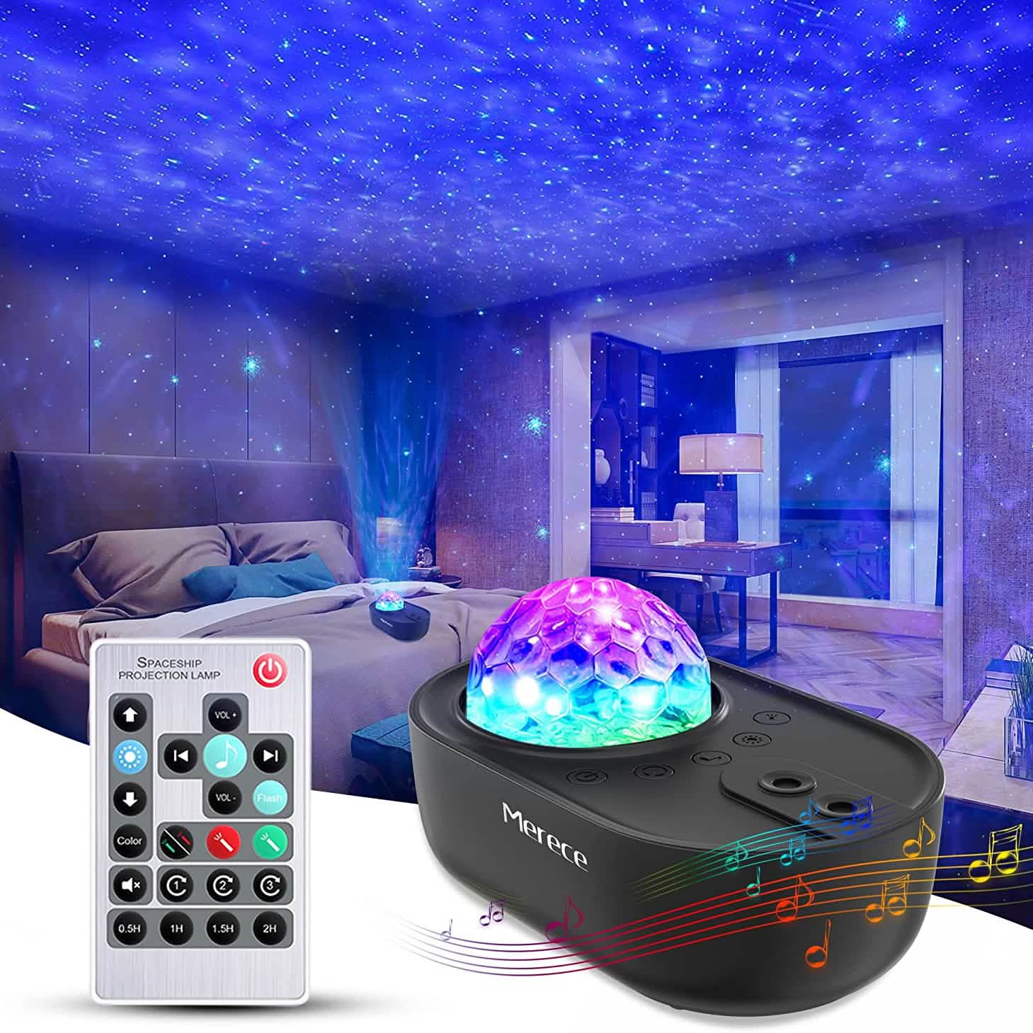 Projecteur Veilleuse Galaxie 3-en-1 avec Télécommande