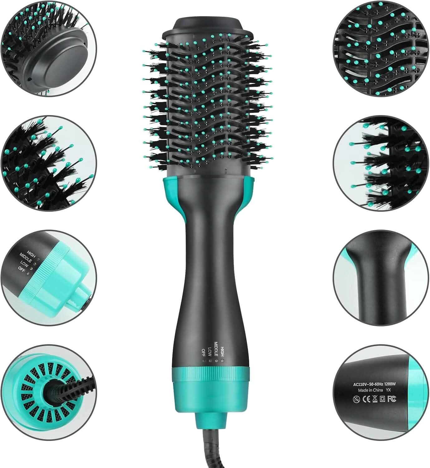 3-in-1 Ionic Straightening Hot Air Brush with Anti-Scald Feature