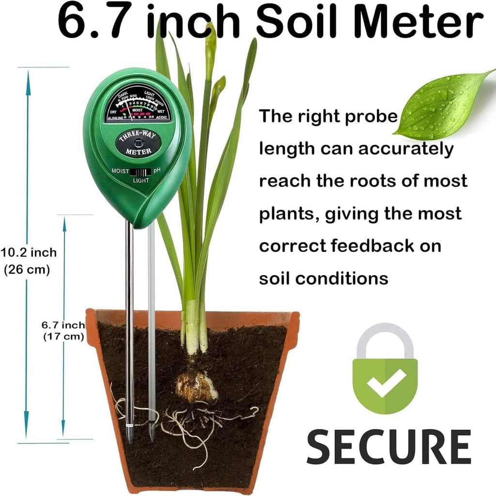 Testeur de sonderie d'humidité du sol 3-en-1 pH/lumière pour plantes