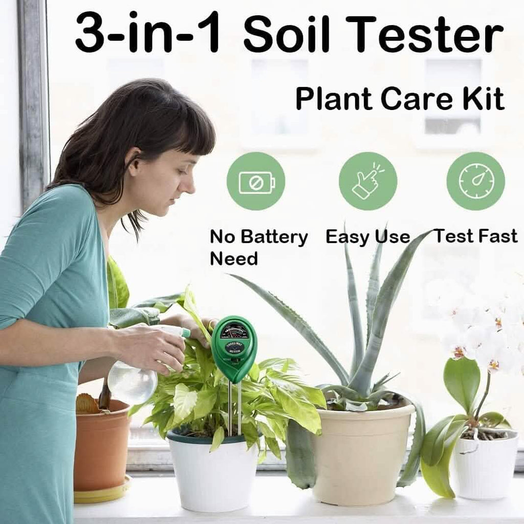 Testeur de sonderie d'humidité du sol 3-en-1 pH/lumière pour plantes