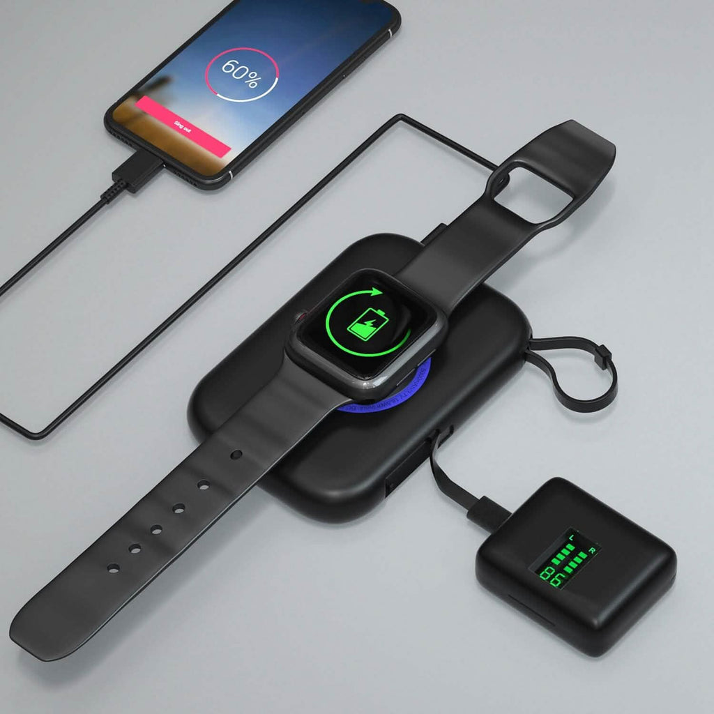 3-in-1 ワイヤレス充電器 携帯用マグネット式パワーバンク