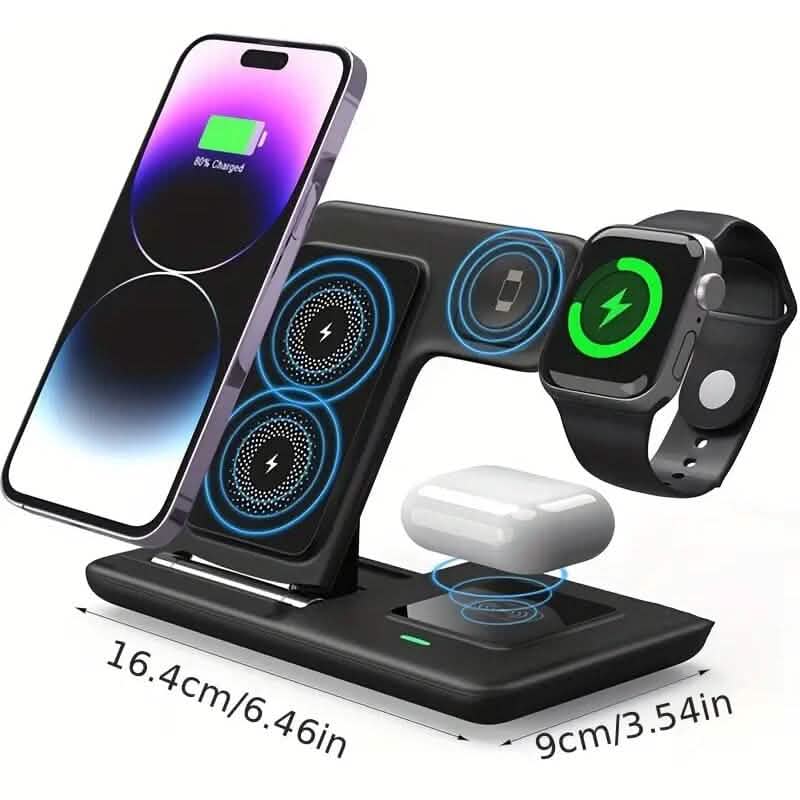 Chargeur sans fil 3-en-1 Qi rapide 15W support de recharge