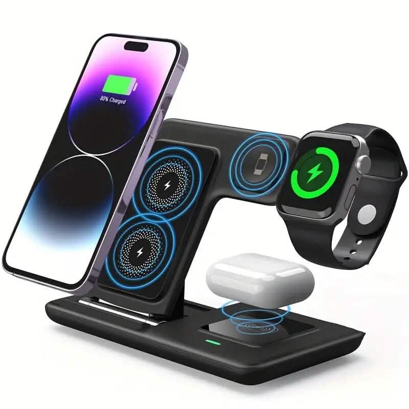 Chargeur sans fil 3-en-1 Qi rapide 15W support de recharge