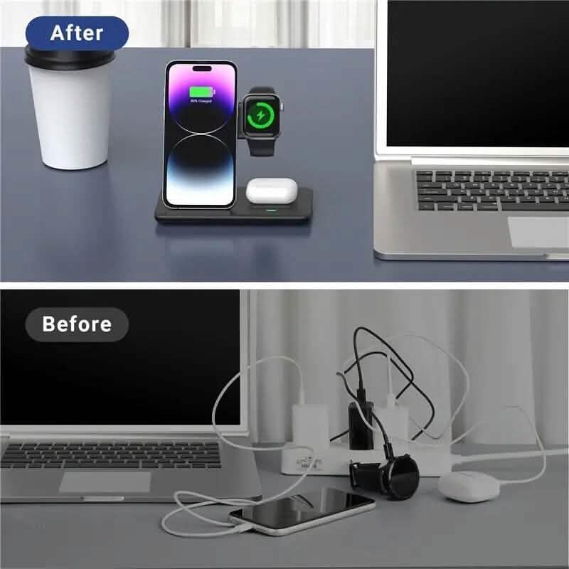 Chargeur sans fil 3-en-1 Qi rapide 15W support de recharge