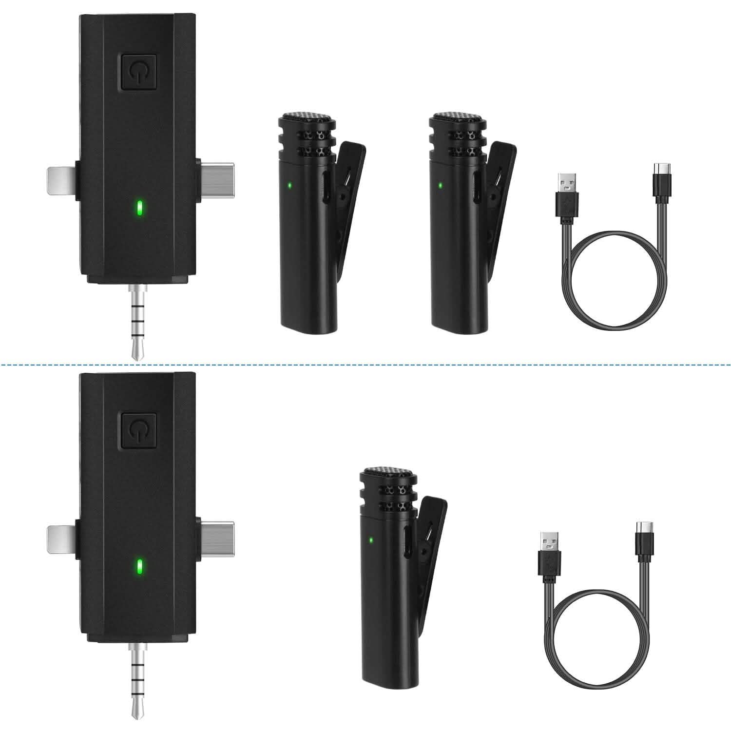 3-in-1 Wireless Clip On Microphone Omnidirectional Noise Reduction Plug