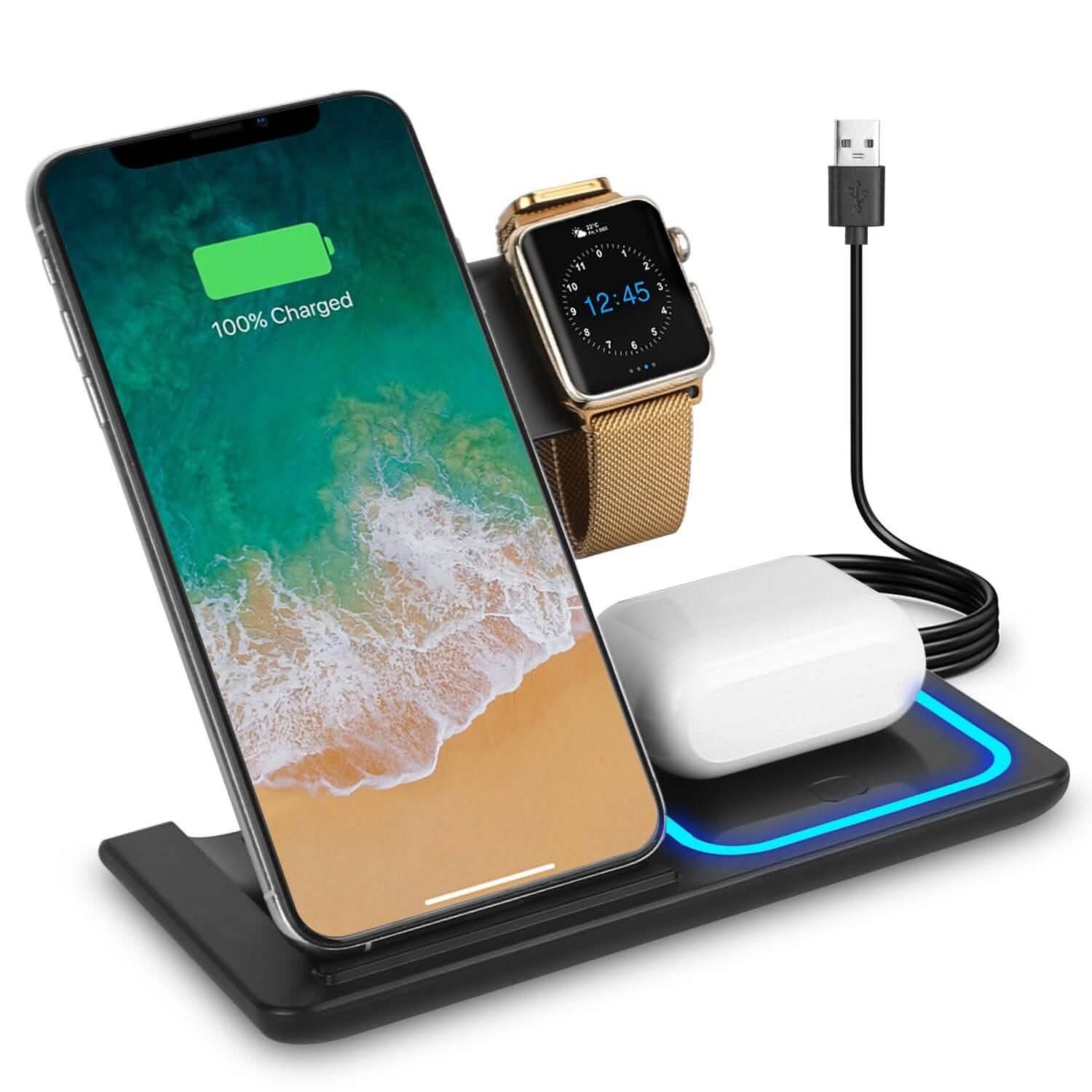 3-in-1 Wireless Fast Charging Station Dock Foldable
