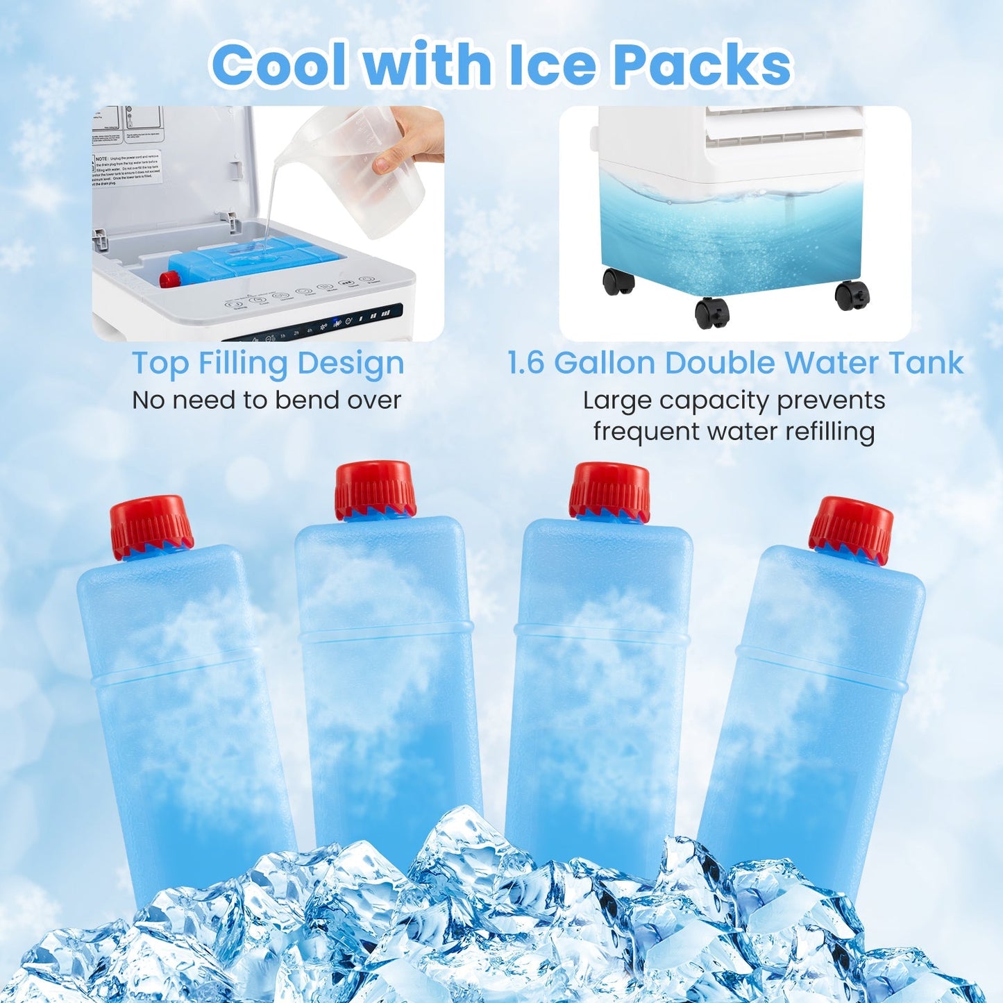 3-in-1 Evaporative Portable Air Cooler with 3 Modes include Remote Control-White