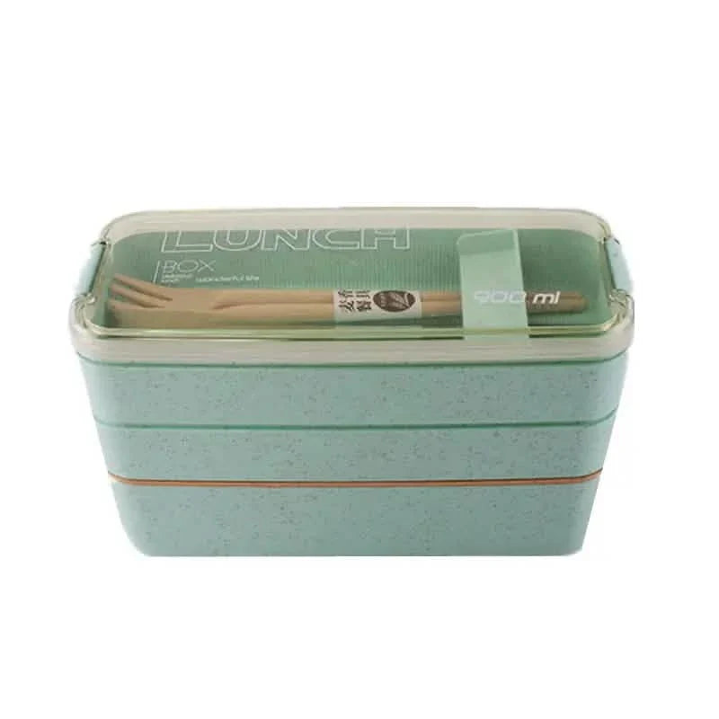 Boîte Bento Japonaise Empilable 3 Niveaux avec Cuillère et Fourchette
