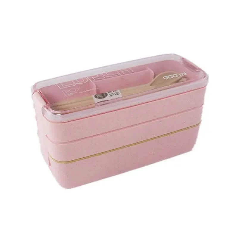Boîte Bento Japonaise Empilable 3 Niveaux avec Cuillère et Fourchette