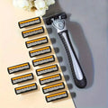 3-Layer Stainless Steel Razor Hair Removal 12 Shaving Blades and 1 Handle
