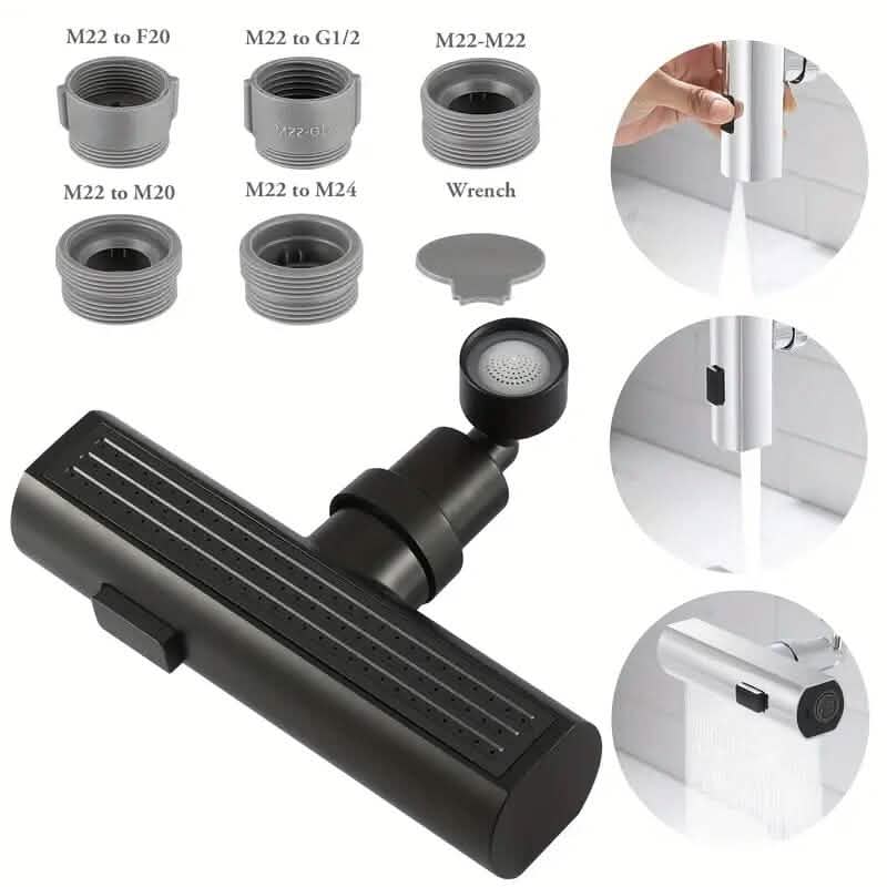 Adaptateur de robinet d'évier anti-fuite à 3 modes - Construction en cuivre durable pour cuisine et salle de bain