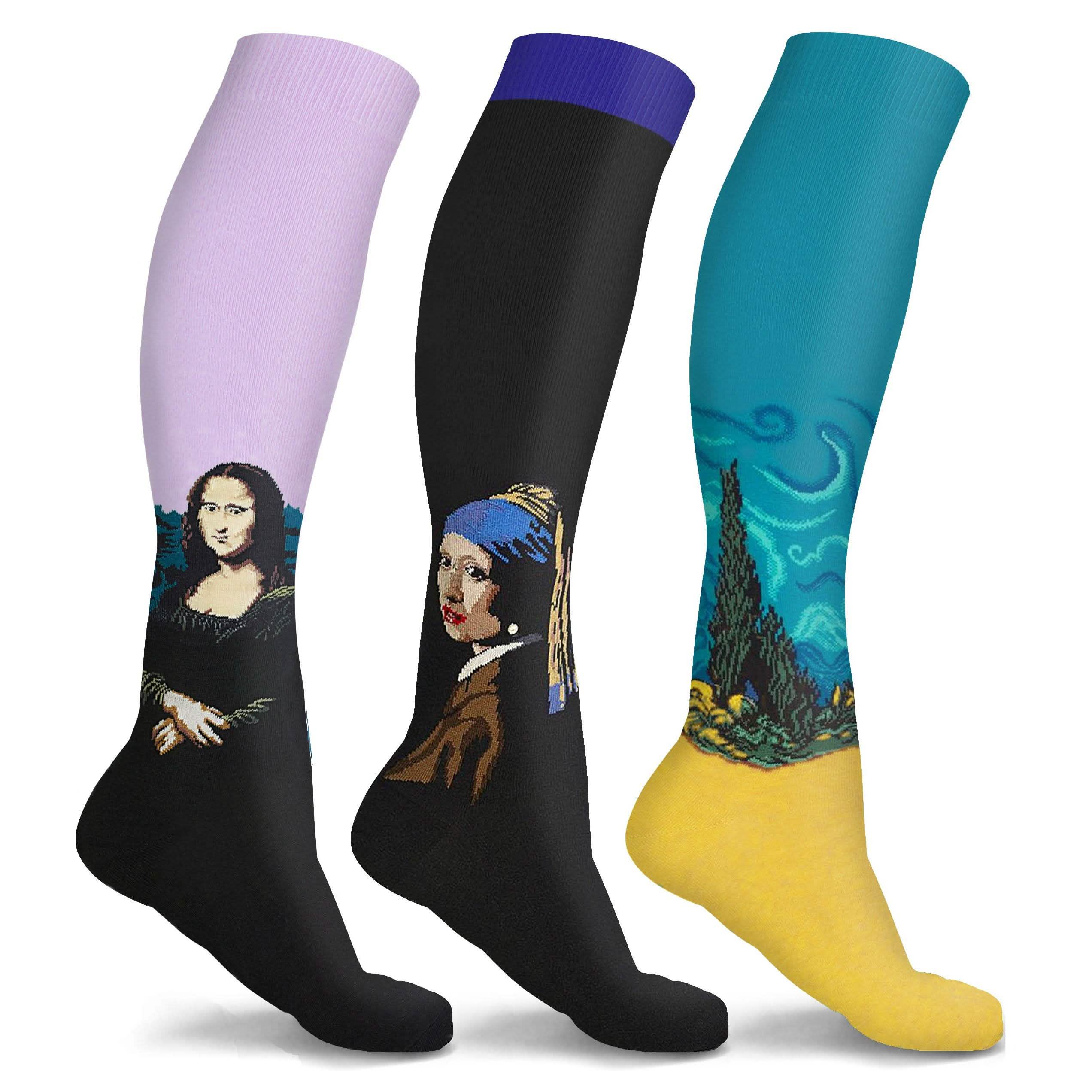 3 ou 6 paires : Chaussettes de compression DCF Famous Art Paintings