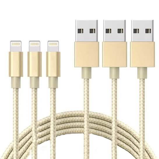 Paquet de 3 : Câbles Lightning tressés de 3 mètres
