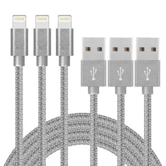Paquet de 3 : Câbles Lightning tressés de 3 mètres