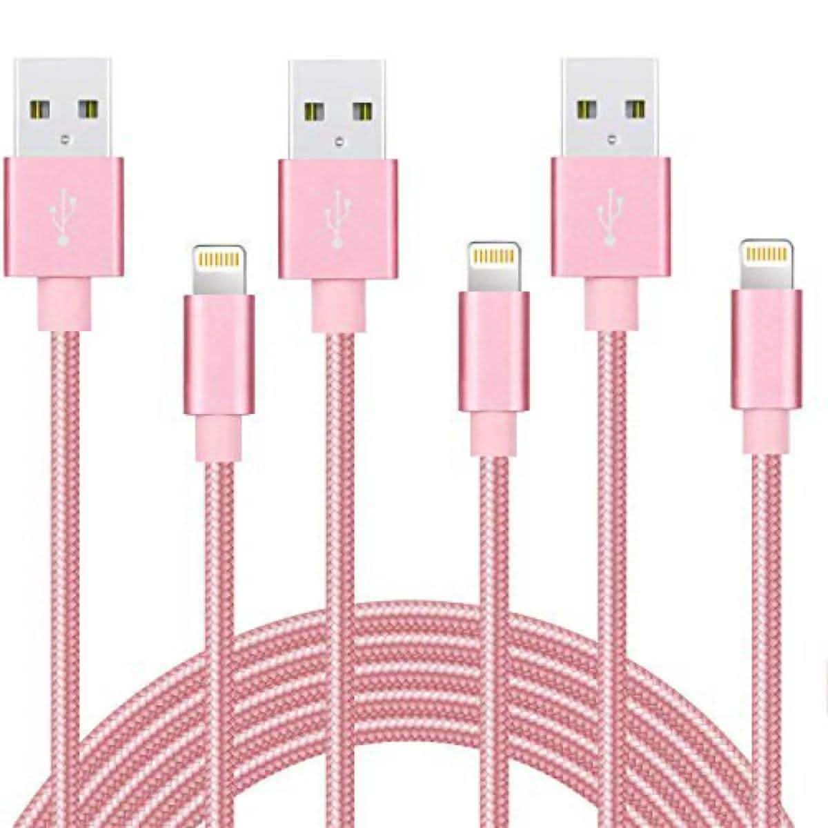 Paquet de 3 : Câbles Lightning tressés de 3 mètres