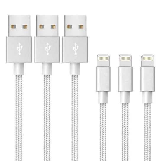 Paquet de 3 : Câbles Lightning tressés de 3 mètres
