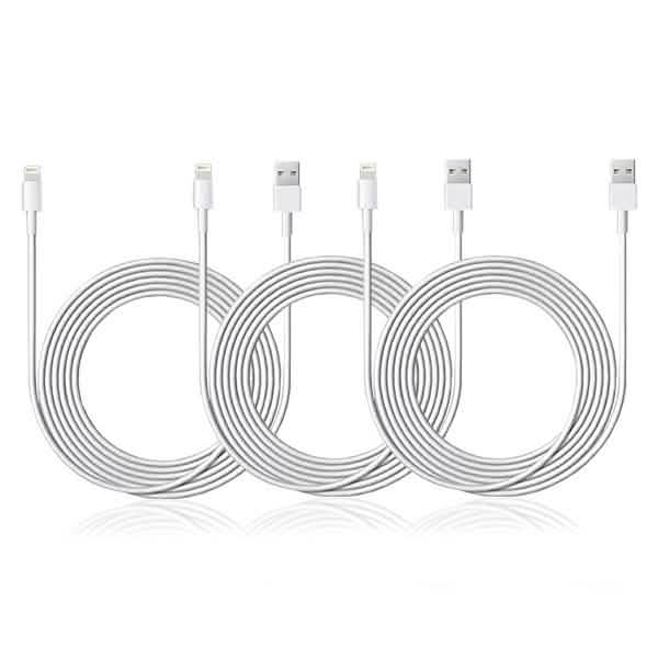 Lot de 3 câbles Lightning certifiés Apple de 3 mètres