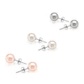 3-Pack: 18k White Gold Plated Pearl Studs