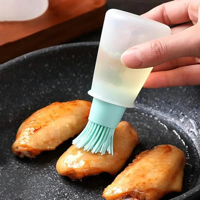 3-Pack: 2.2oz Silicone BBQ Oil Bottle Brush with Flat-Bottom Design