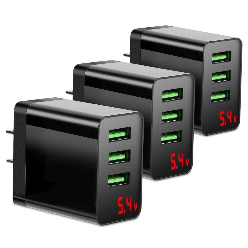 Lot de 3 : Adaptateur de chargeur mural USB à 3 ports