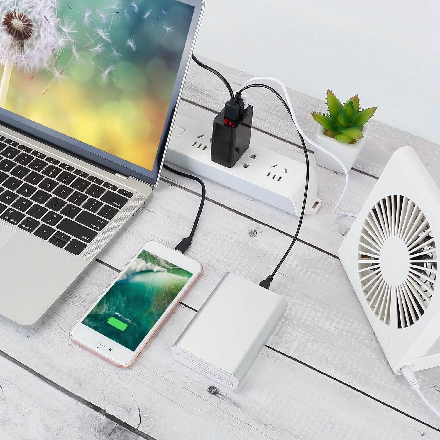 Lot de 3 : Adaptateur de chargeur mural USB à 3 ports