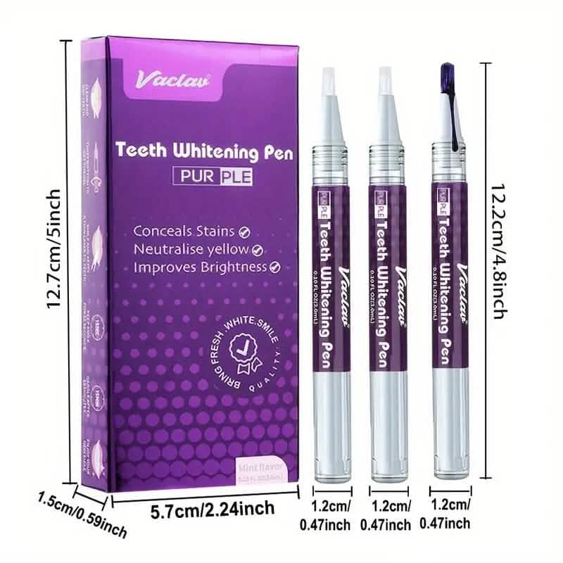 3-Pack: 3ml/0.1fl oz Mint Flavor Purple Teeth Whitening Gel Pen