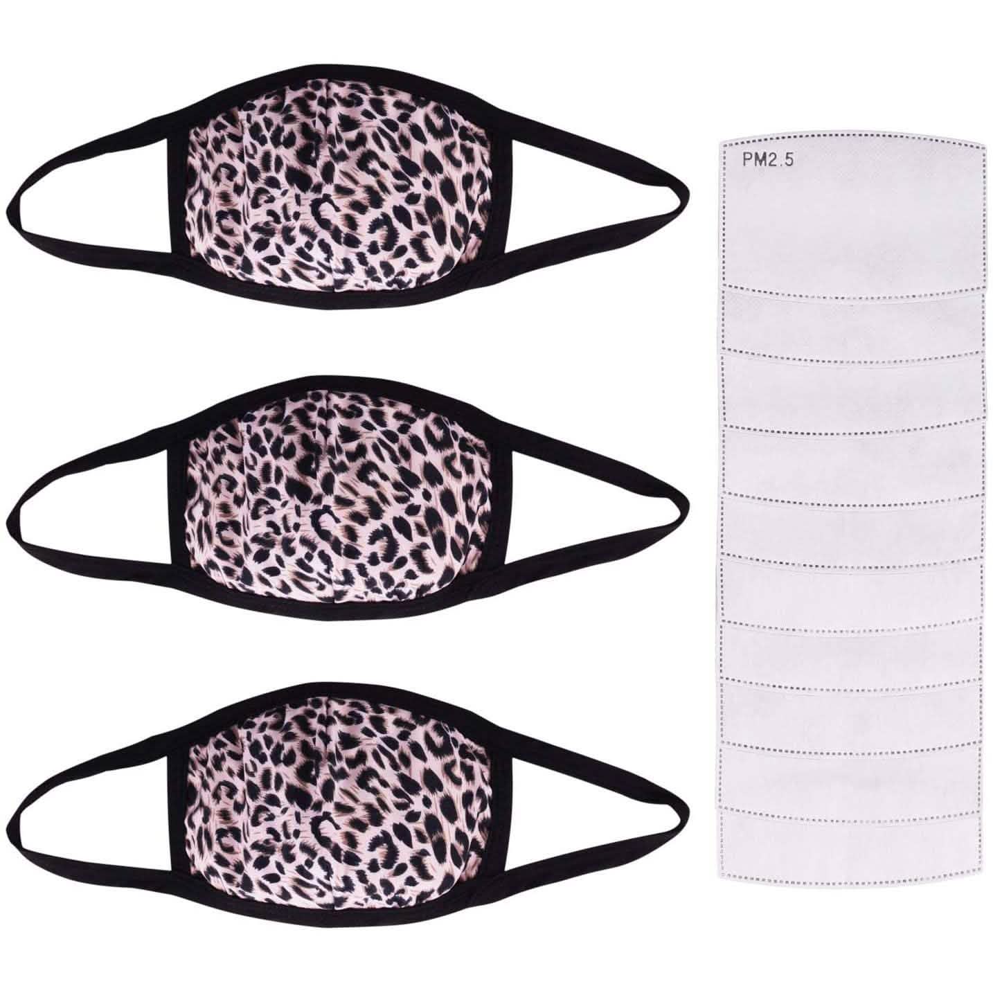 Lot de 3 : Masques en coton réutilisables pour adultes avec 10 filtres
